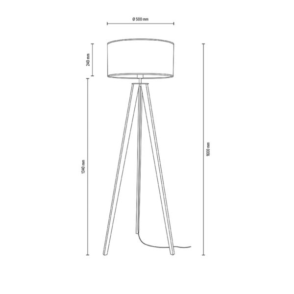 BRITOP Lampadaire Maira, trépied, chêne huilé, gris BRITOP