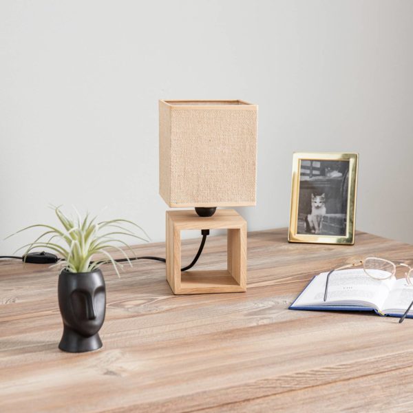 BRITOP Lampe à poser Monas, chêne huilé, beige BRITOP