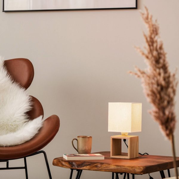 BRITOP Lampe à poser Monas, chêne huilé, crème BRITOP