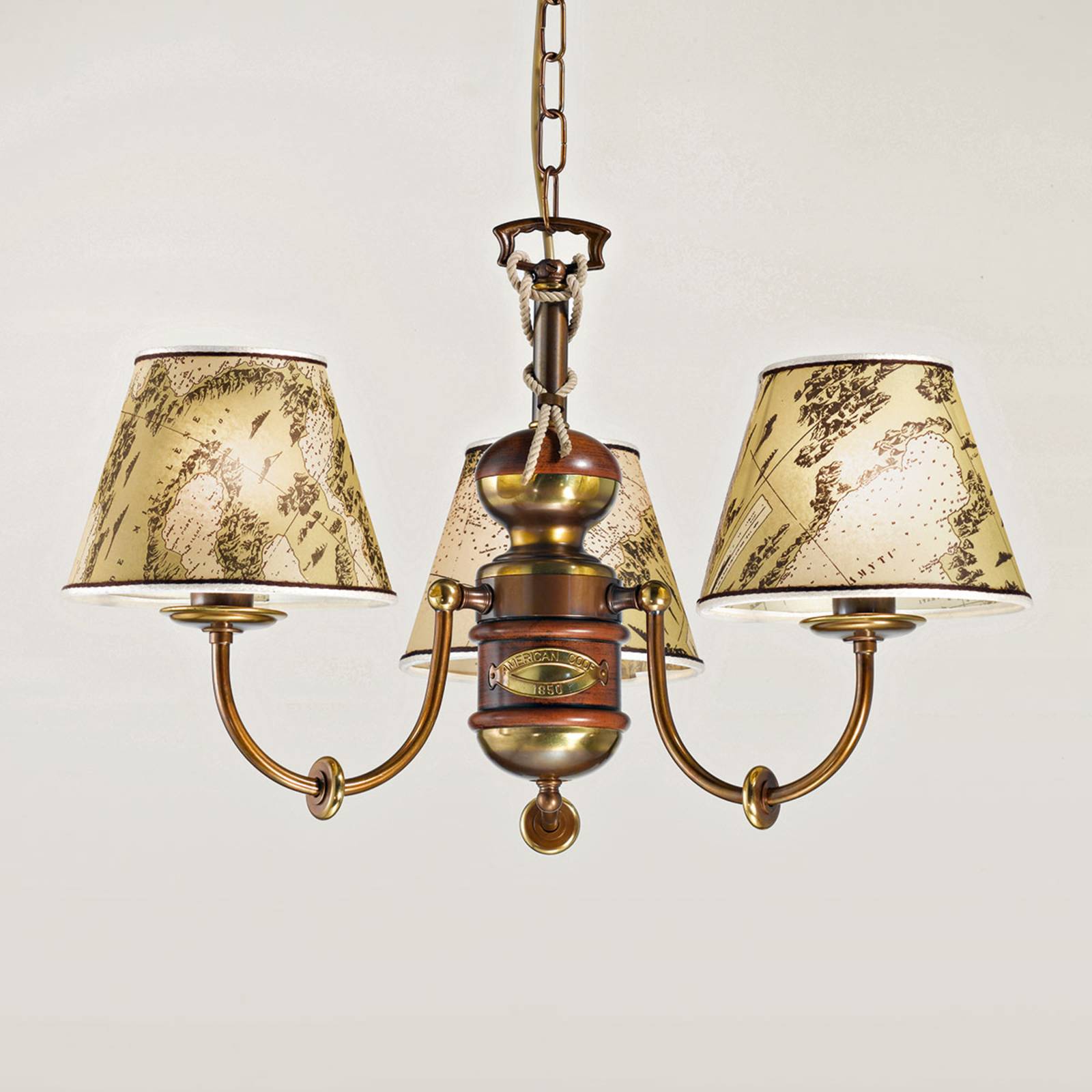 Cremasco Lustre imposant Nautica 3 lampes Cremasco