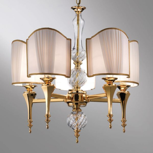 Cremasco Suspension luxueuse Belle Époque à 5 lampes Cremasco