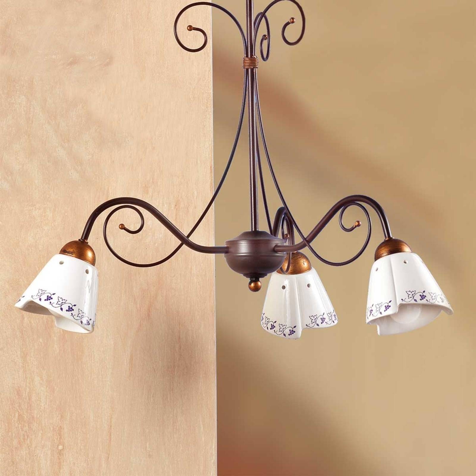 Ceramiche Suspension classique CARTOCCIO 3 lampes Ceramiche