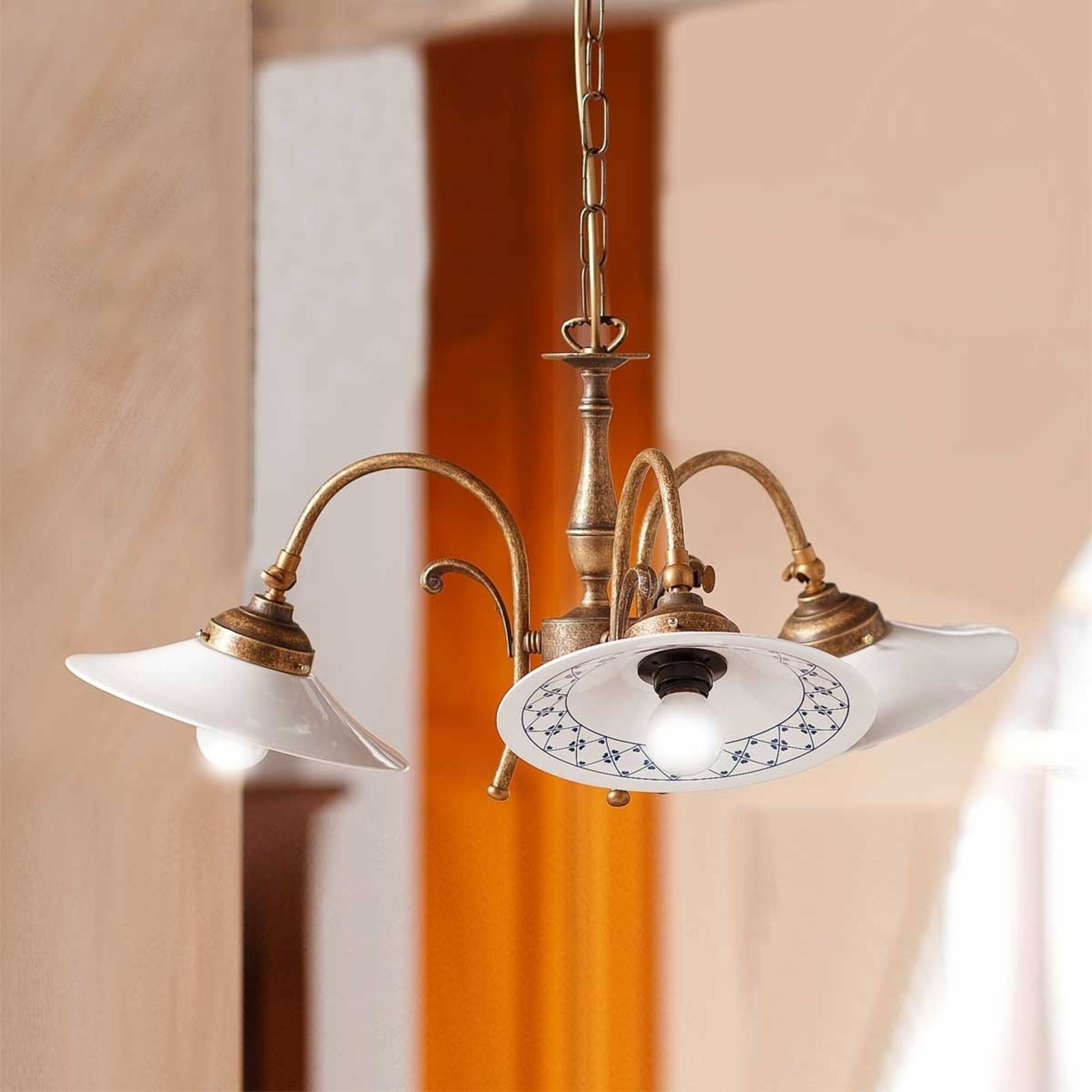 Ceramiche Suspension à 3 lampes ORLO campagnarde Ceramiche