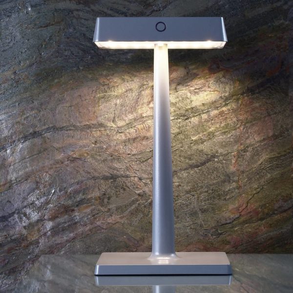 Deko-Light Lampe à poser LED Algieba, sur batterie, grise Deko-Light