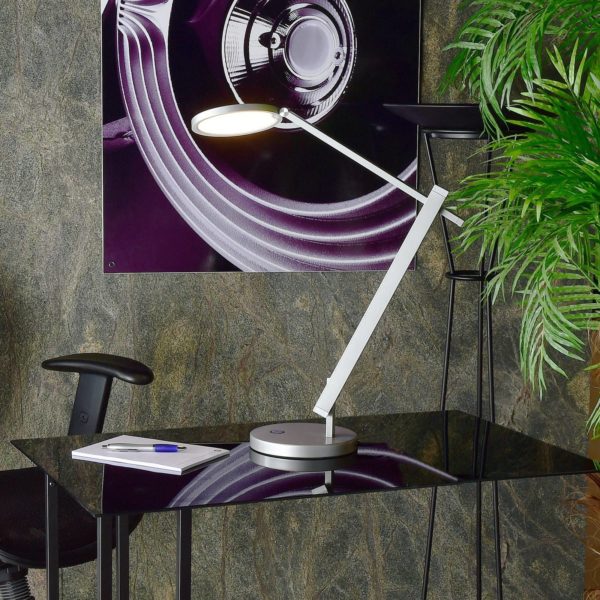 Deko-Light Lampe de bureau LED Adhara 3-step-dim, argentée Deko-Light