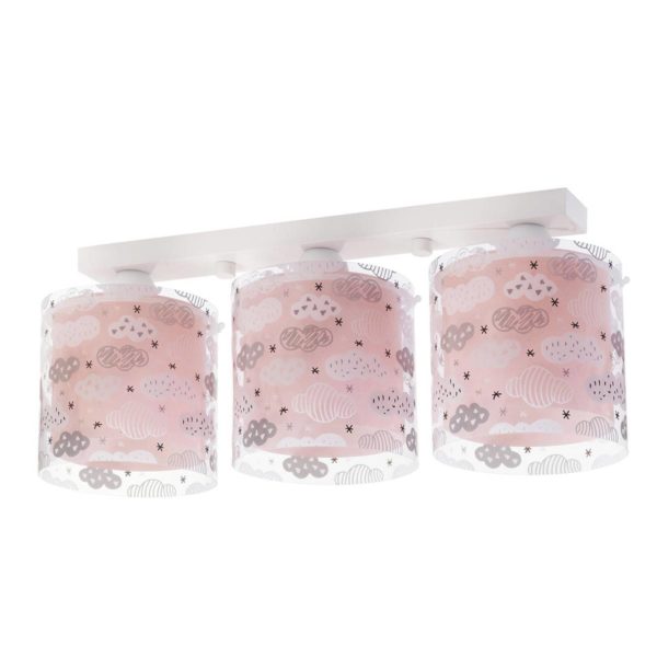 Dalber Plafonnier à 3 lampes Clouds, aspect double, rose Dalber