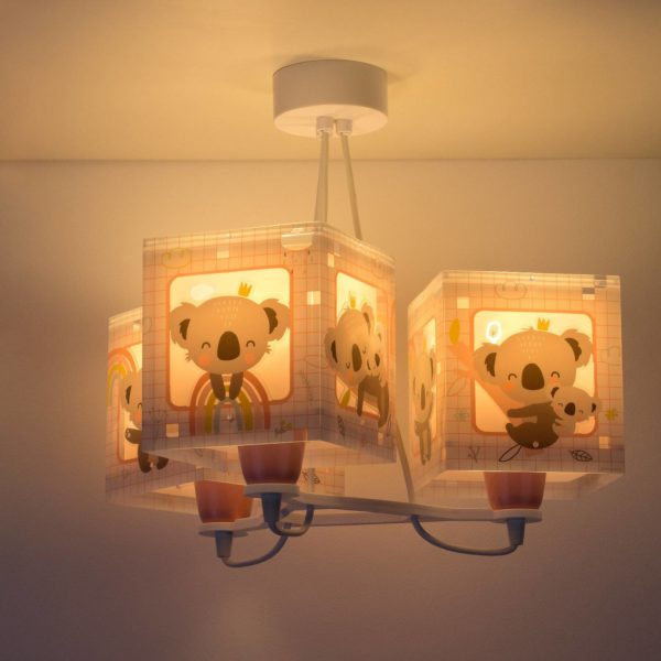 Dalber Suspension enfant Koala, 3 lampes, rose Dalber