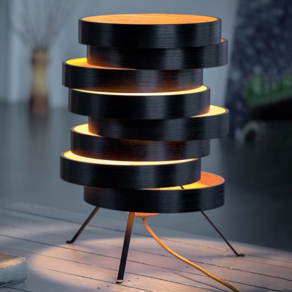 Domus Lampe à poser Cloq avec abat-jour en bois Domus