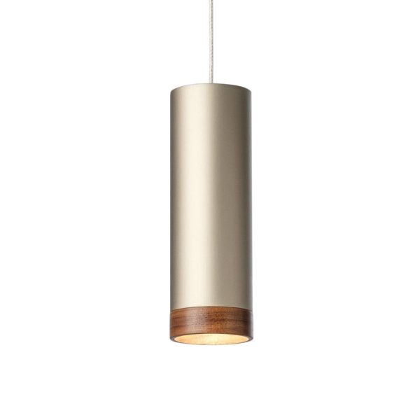 Domus Suspension LED PHEB, bronze argenté/noyer Domus