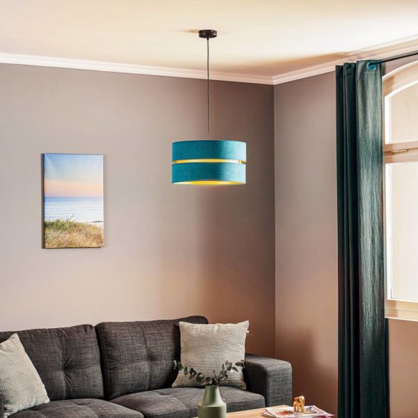 Duolla Suspension Duo, turquoise/or, Ø40cm, 1 lampe Duolla