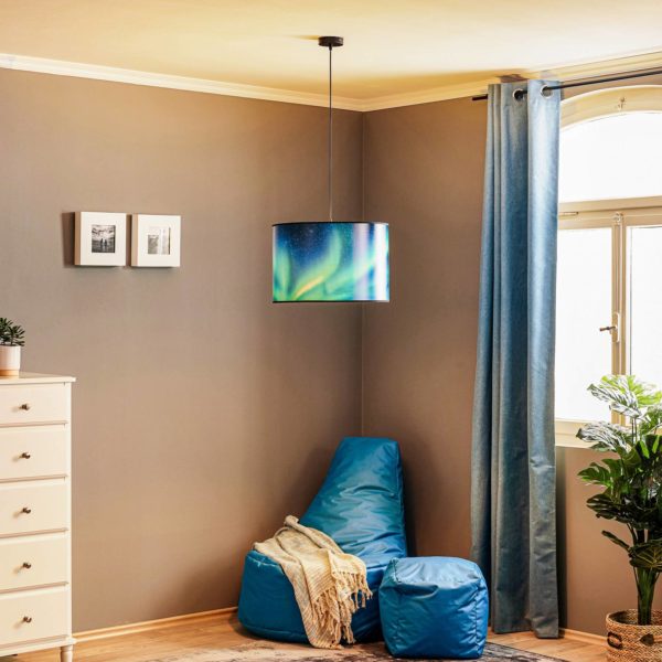 Duolla Suspension Print L ciel avec aurore boréale turquoise Duolla