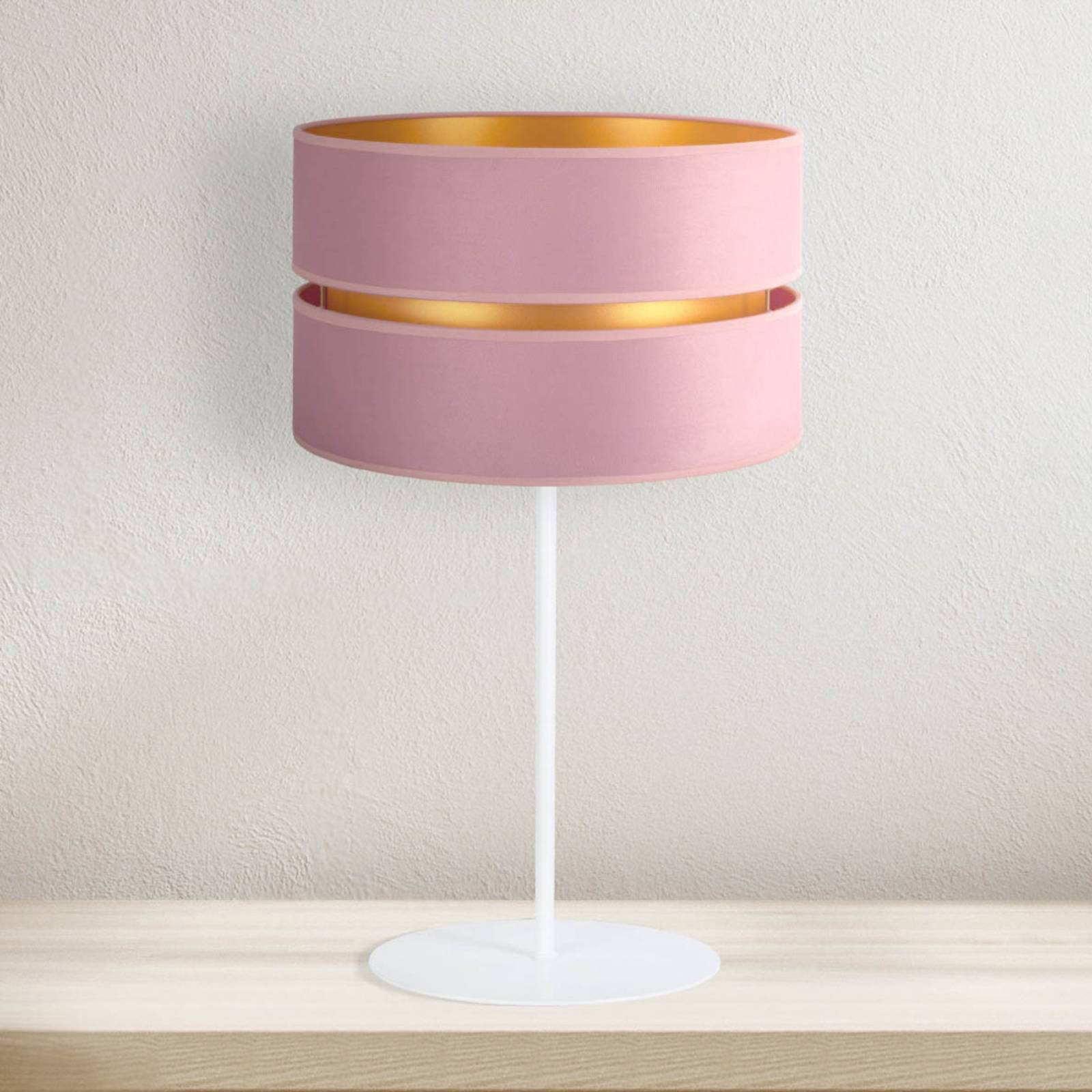 Euluna Lampe à poser Golden Duo h 50 cm rose clair/doré Euluna