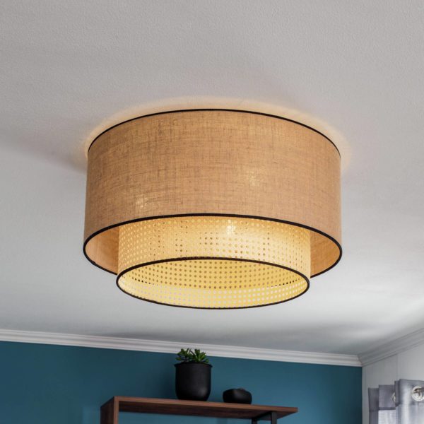 Duolla Plafonnier Big Boho, rotin, beige/noir Duolla