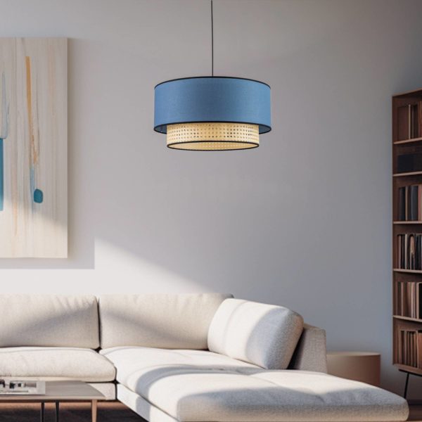 Duolla Suspension Boho, rotin, tissu, beige/jean Duolla