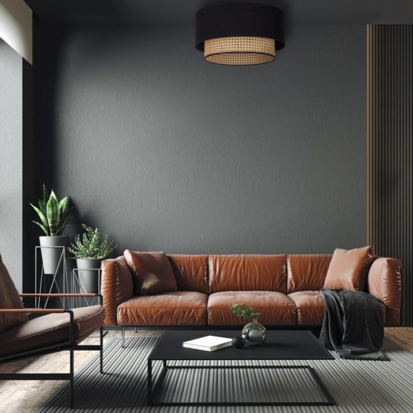 Duolla Plafonnier Big Boho, rotin, noir/beige Duolla