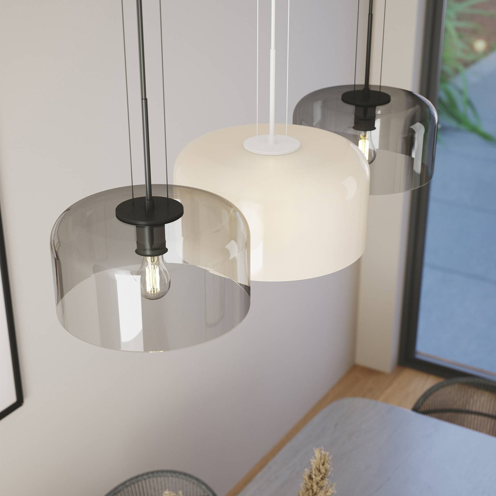 Eco-Light Suspension Gibus S30 abat-jour en verre gris Eco-Light