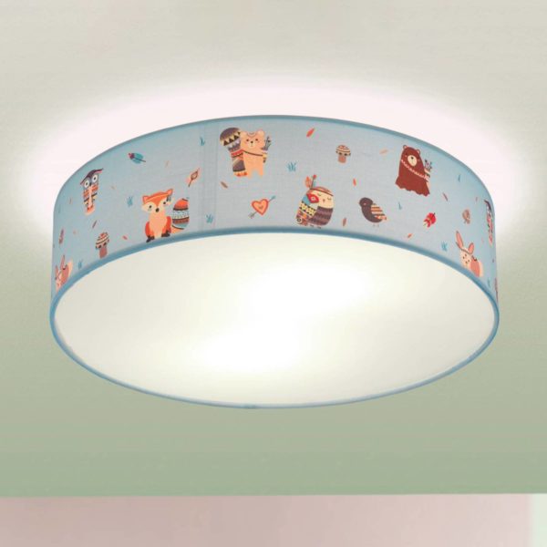 EGLO Plafonnier Ruffo en tissu motif animal de la forêt EGLO