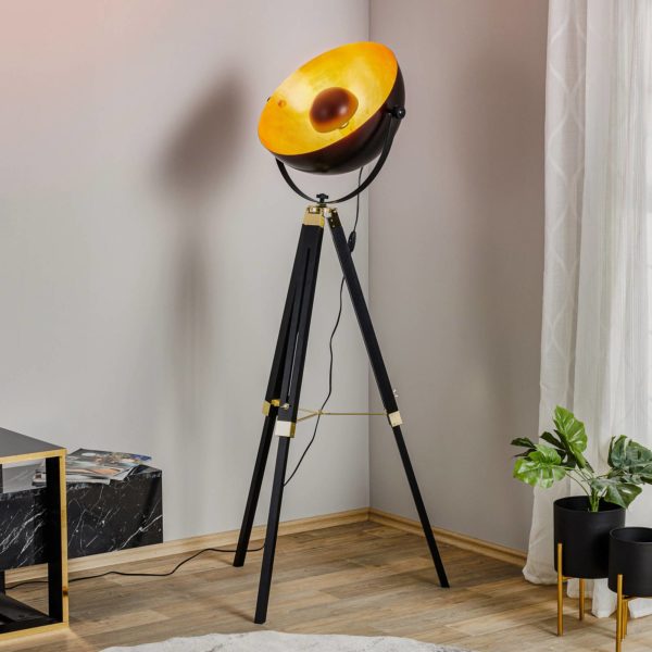 EGLO Lampadaire Covaleda avec support trépied noir/doré EGLO