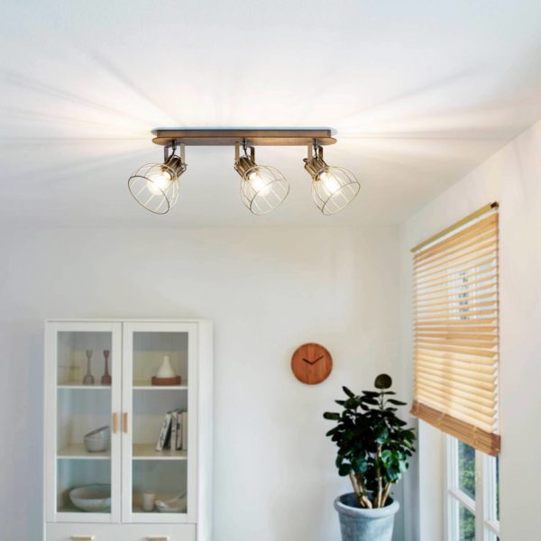EGLO Plafonnier Sambatello, 3 lampes, brun/argenté EGLO