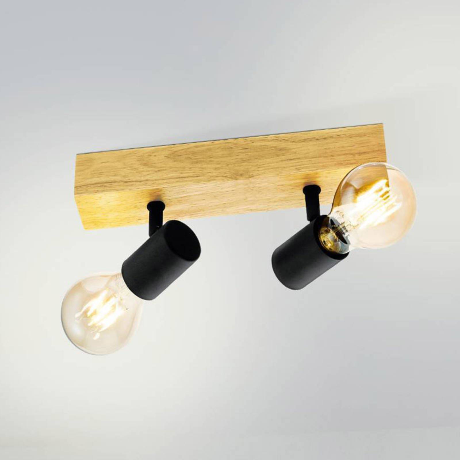 EGLO Plafonnier Townshend 3 en bois à 2 lampes EGLO