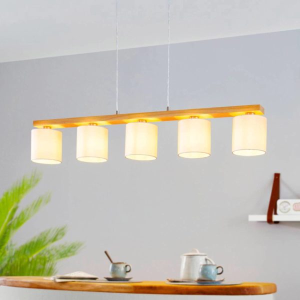 EGLO Suspension Castralvo avec 5 abat-jour en tissu EGLO