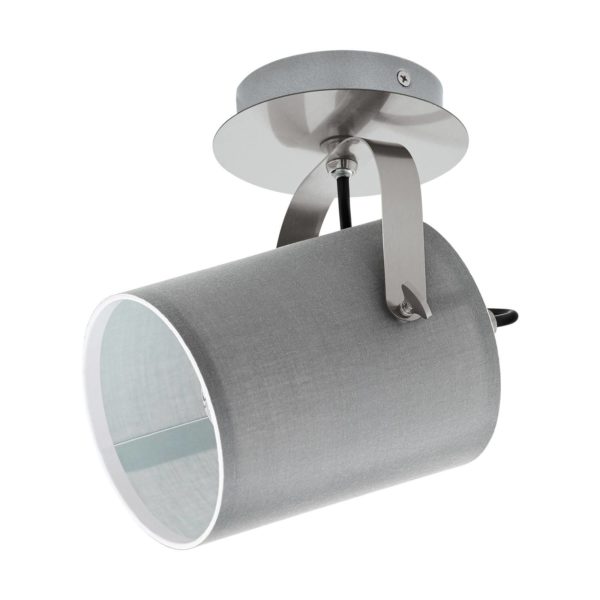 EGLO Plafonnier Villabate avec abat-jour en tissu gris EGLO