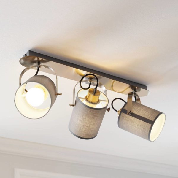 EGLO Spot pour plafond Villabate avec 3 abat-jour tissu EGLO