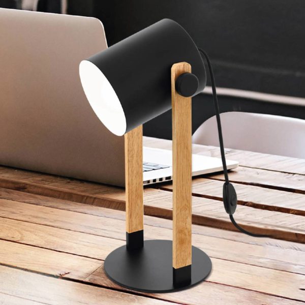 EGLO Lampe à poser Hornwood avec détails en bois EGLO