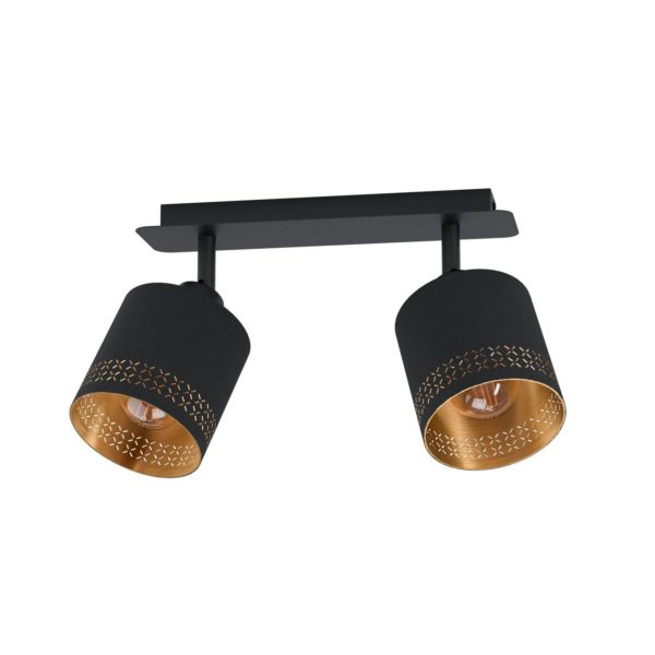 EGLO Plafonnier Esteperra, noir/doré, à 2 lampes EGLO