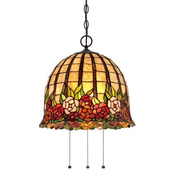 QUOIZEL Suspension Tiffany Rosecliff au design floral QUOIZEL