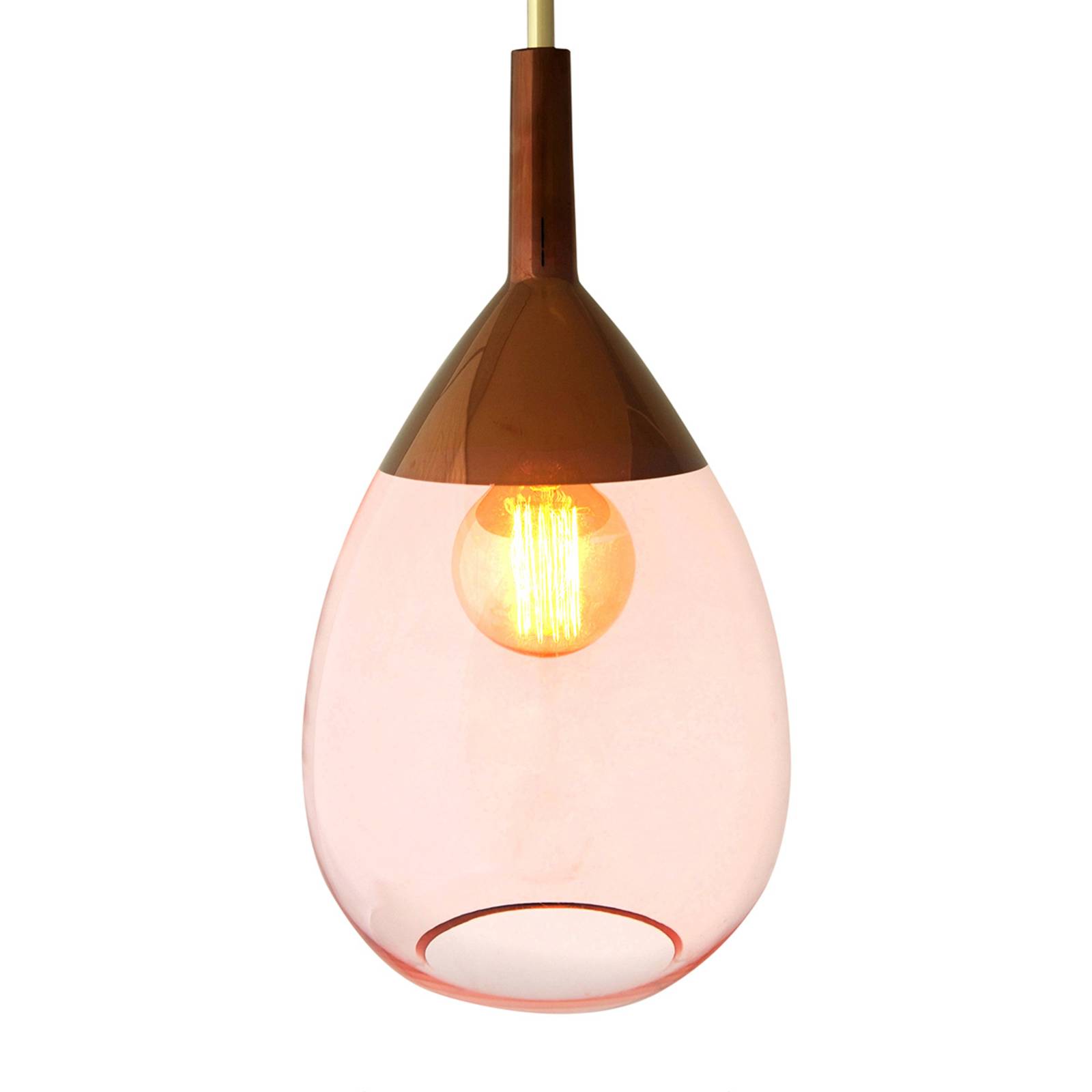 EBB & FLOW Lute suspension verre rosé avec cuivre Ebb & Flow