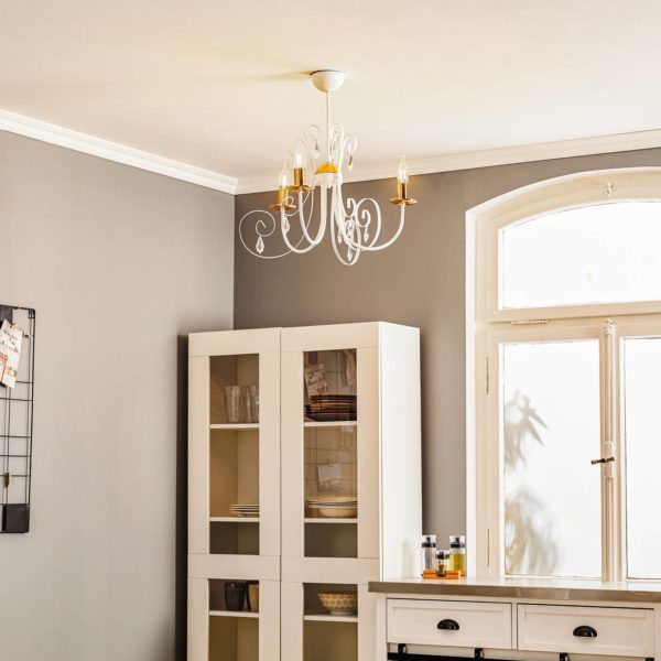 EMIBIG LIGHTING Lustre Foreman 3 à 3 lampes, blanc-cuivré EMIBIG LIGHTING