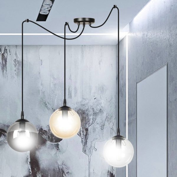 EMIBIG LIGHTING Suspension Glassy à 3 lampes, verre graphite/ambre/clair EMIBIG LIGHTING