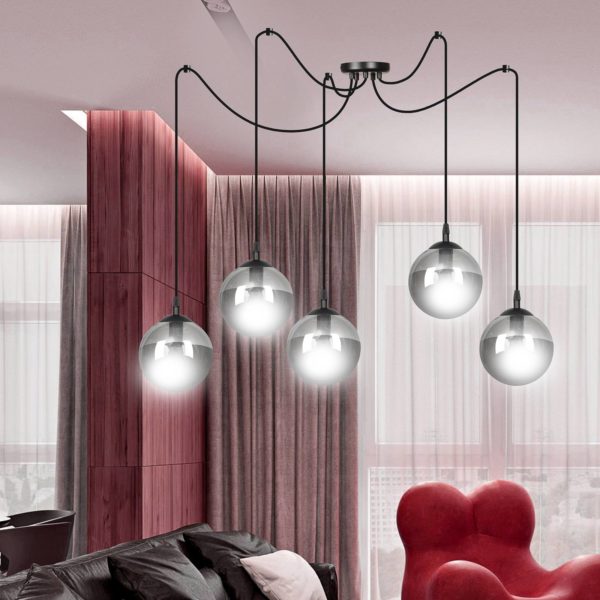 EMIBIG LIGHTING Suspension Glassy 5 lampes décentralisées