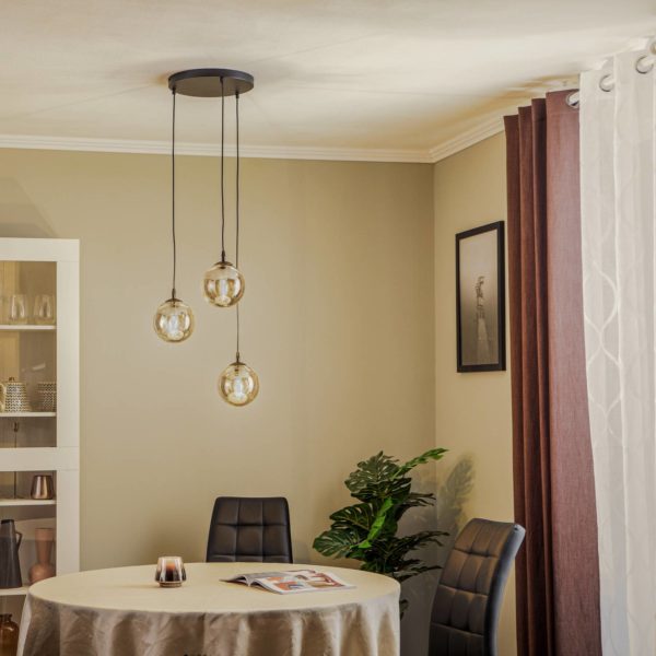 EMIBIG LIGHTING Suspension Glassy à 3 lampes ronde