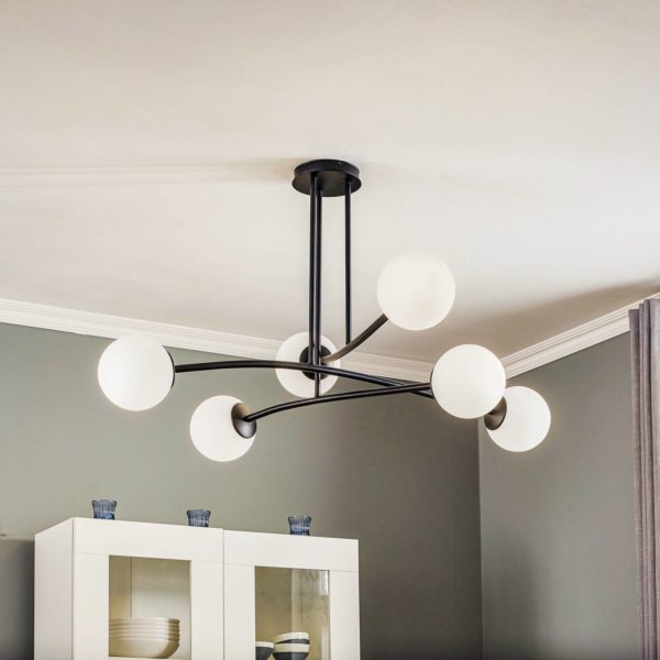 EMIBIG LIGHTING Plafonnier Major noir à six lampes EMIBIG LIGHTING