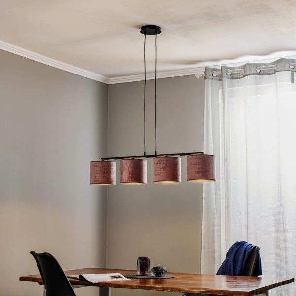 EMIBIG LIGHTING Suspension Jari x4 longue, rosé-doré EMIBIG LIGHTING