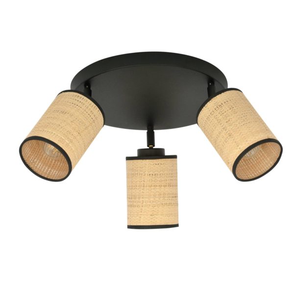 EMIBIG LIGHTING Spot pour plafond Yoga Premium noir/rattan 3 lampes. EMIBIG LIGHTING