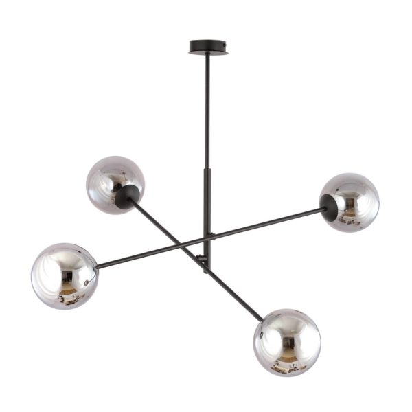 EMIBIG LIGHTING Plafonnier Linear, noir/graphite, quatre lampes EMIBIG LIGHTING