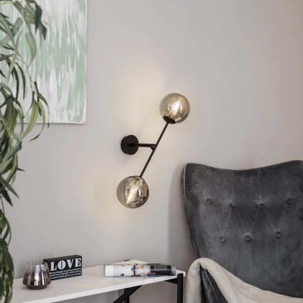 EMIBIG LIGHTING Applique Linear, noire/graphite, à deux lampes EMIBIG LIGHTING
