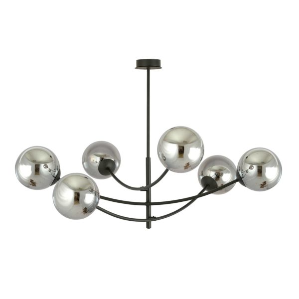 EMIBIG LIGHTING Plafonnier Hunter, noir/graphite, à 6 lampes EMIBIG LIGHTING