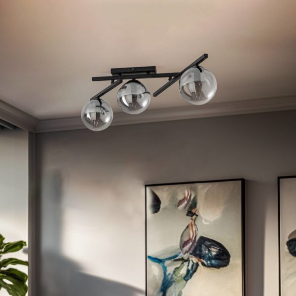 EMIBIG LIGHTING Plafonnier Smart, noir/graphite, à 3 lampes EMIBIG LIGHTING