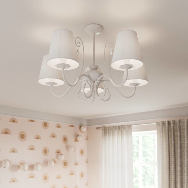 Eko-Light Lustre Sara avec 5 abat-jour en tissu