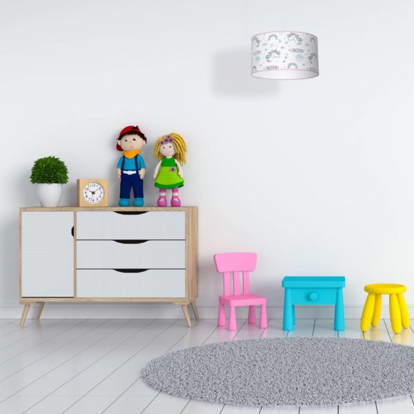 Eko-Light Suspension Unicorn, blanche, motif licorne Eko-Light