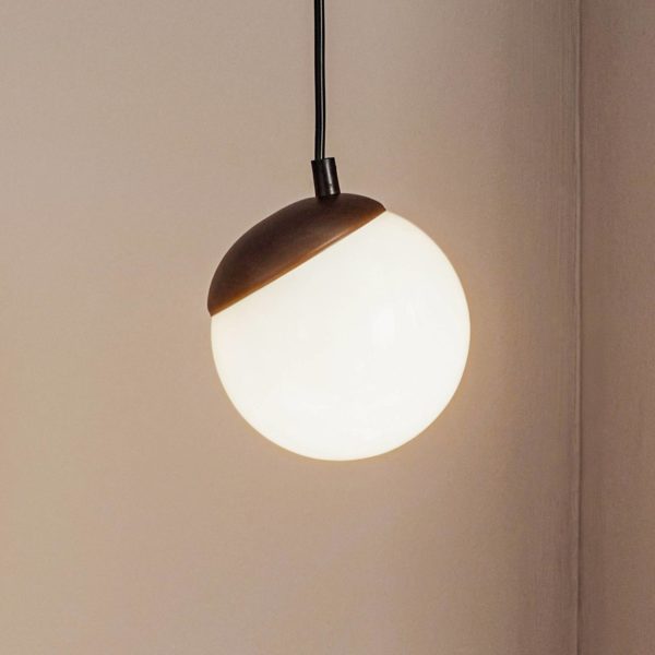 Eko-Light Suspension Sfera 1 lampe verre, métal noir Eko-Light