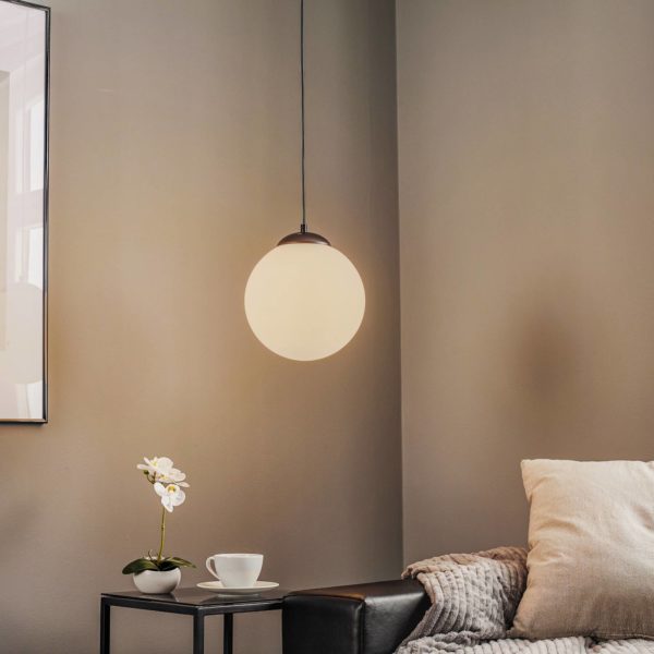 Eko-Light Suspension Lima, verre opale, noire, 1 lampe Eko-Light