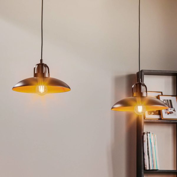 Eko-Light Suspension Felix, noir/doré ancien, 2 lampes Eko-Light