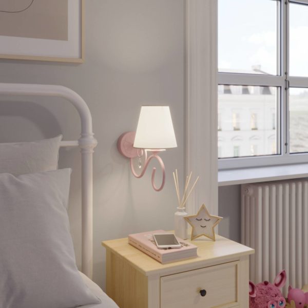 Eko-Light Applique Sara avec un abat-jour tissu, blanc/rose Eko-Light