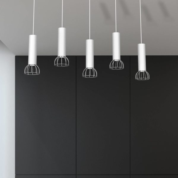 Euluna Danjel suspension, à 5 lampes, blanc argenté Euluna