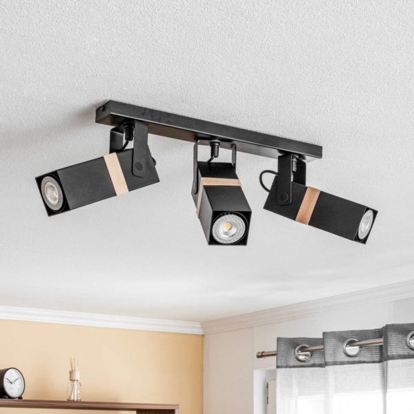 Eko-Light Spot pour plafond Vidar, noir, à trois lampes Eko-Light